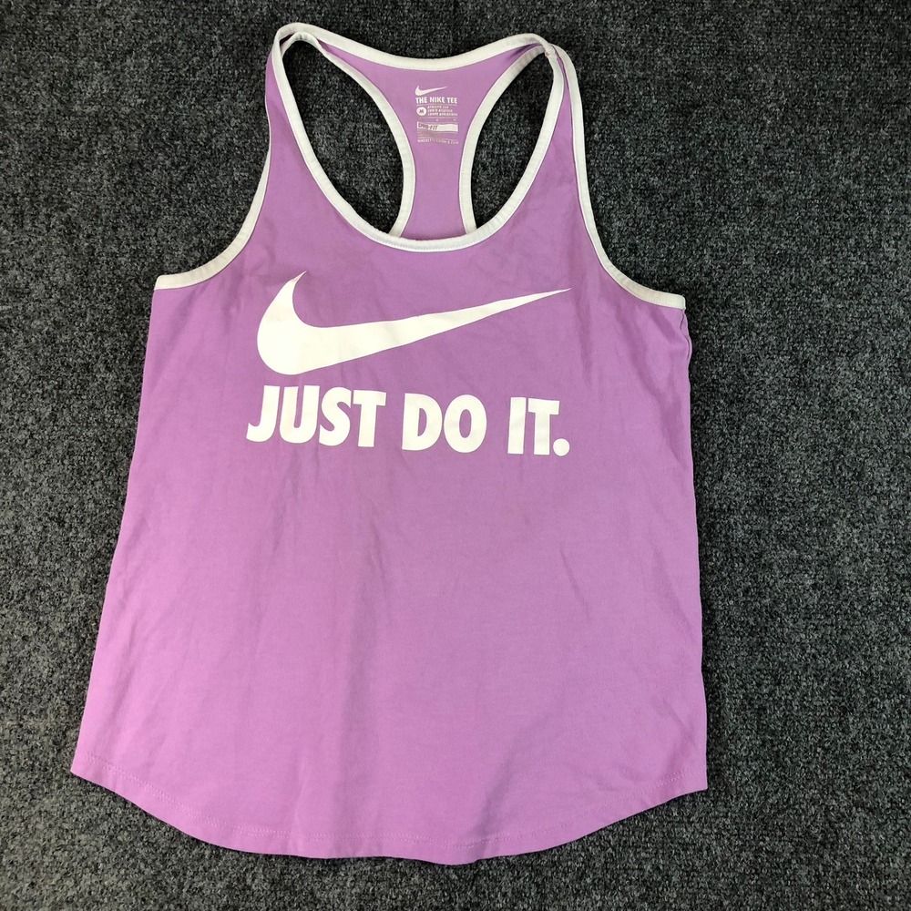 Nike Dri Fit Just Do It Purple White Athletic Tank Top Activewear
